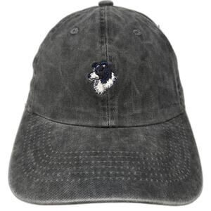 Nissi Caps Baseball Cap Gray One Size Embroidered Border Collie Dog Washed Hat